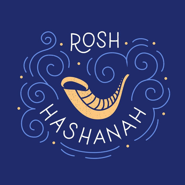 Rosh Hashanah Fabric Panel - Blue - ineedfabric.com