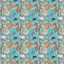 Safari Animal Fabric - Blue - ineedfabric.com