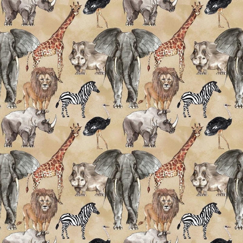 Safari Animal Fabric - Sand - ineedfabric.com