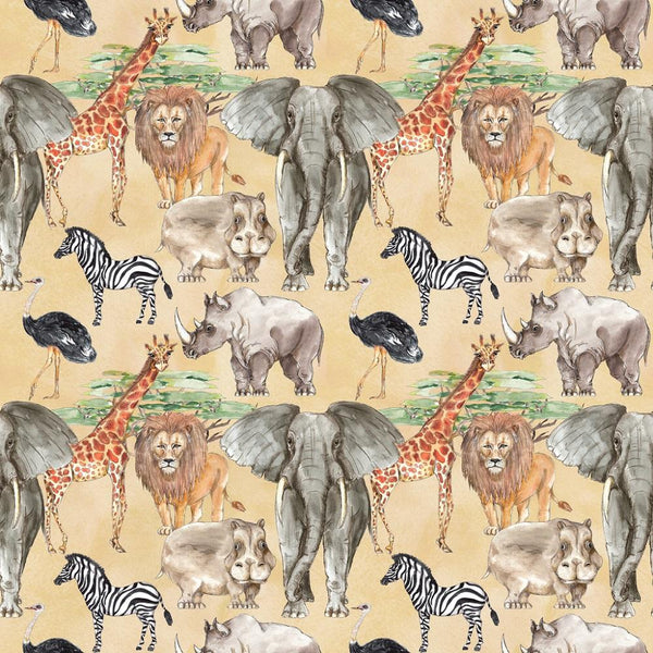 Safari Animal Fabric - Tan - ineedfabric.com