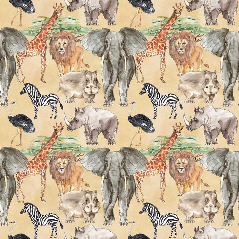 Safari Animal Fabric - Tan - ineedfabric.com