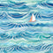 Sailboat on the Waves Fabric - ineedfabric.com