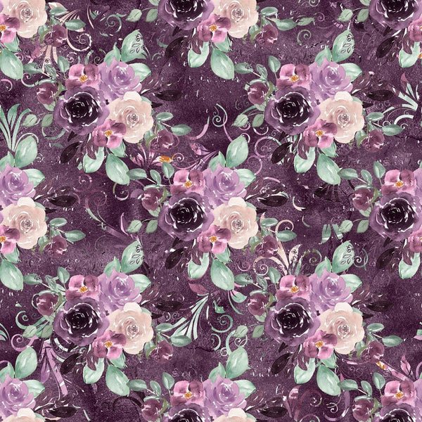 Sangria Dreams Flowers Fabric - Purple - ineedfabric.com