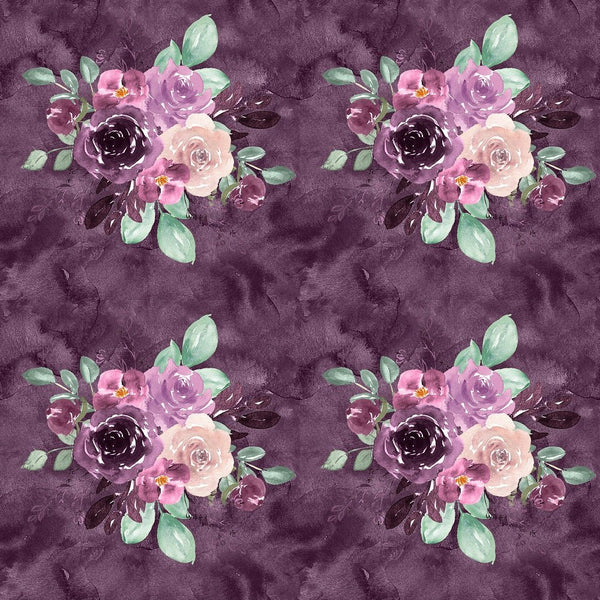 Sangria Dreams Flowers on Grunge Fabric - Purple - ineedfabric.com