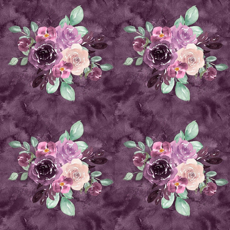 Sangria Dreams Flowers on Grunge Fabric - Purple - ineedfabric.com