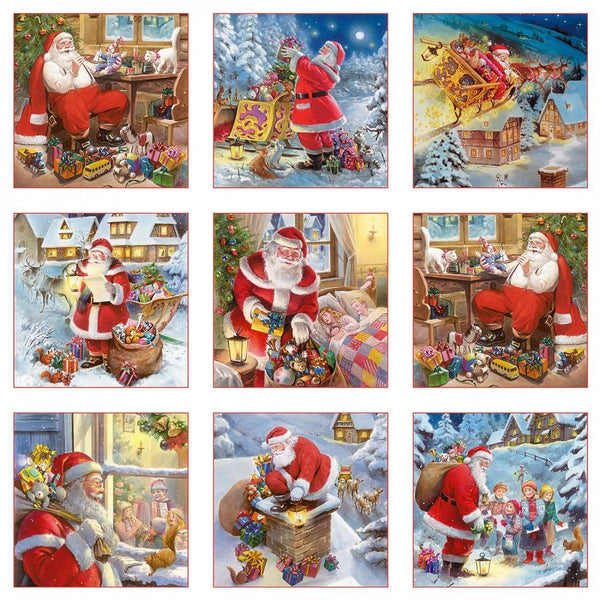 Santa Claus Is Coming Block Fabric Panel - White - ineedfabric.com