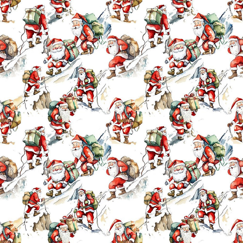 Santa Climbing Mountain Fabric - ineedfabric.com