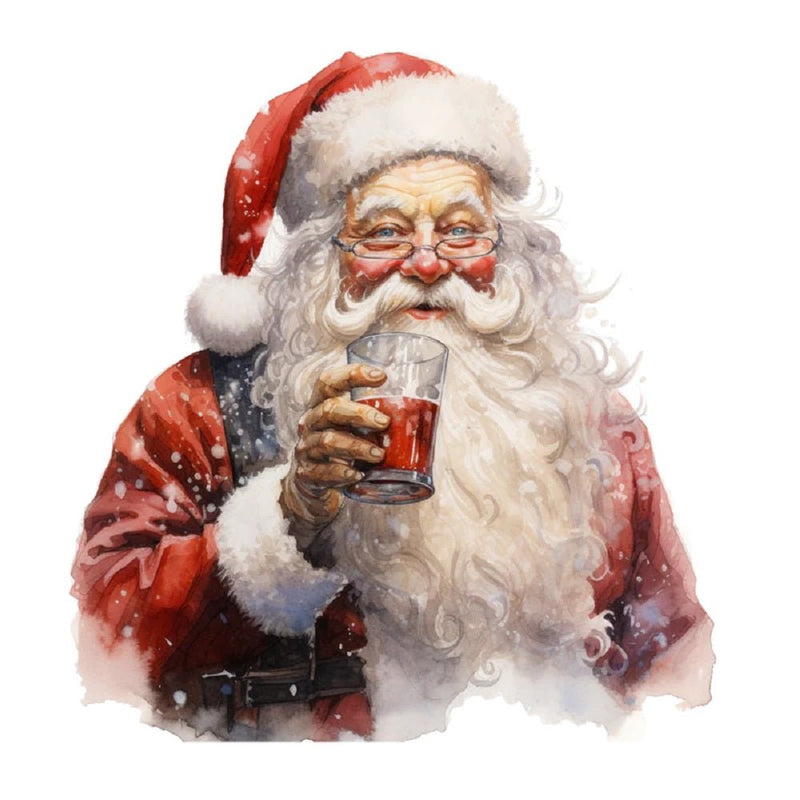 Santa Drinking Cider 3 Fabric Panel - ineedfabric.com