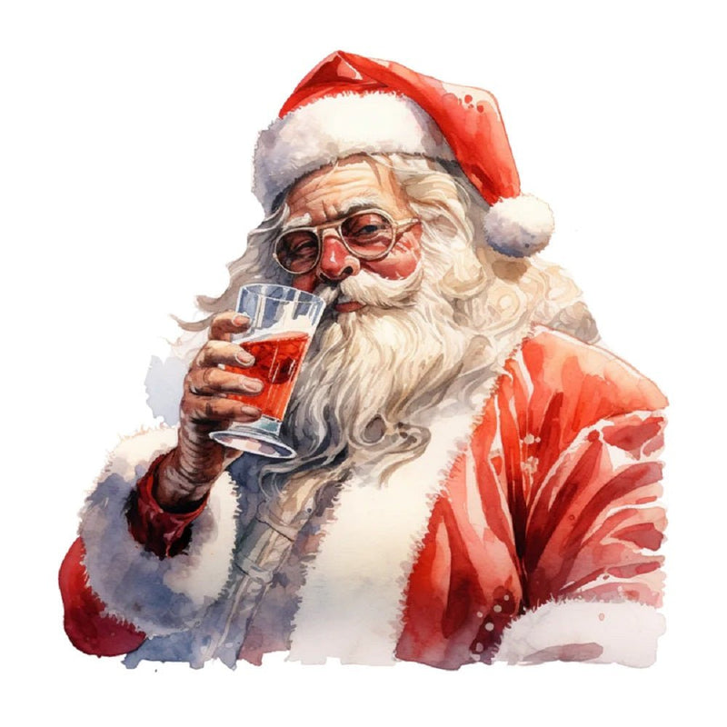 Santa Drinking Cider 5 Fabric Panel - ineedfabric.com