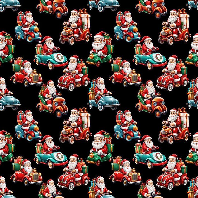 Santa Driving Car Fabric - ineedfabric.com