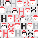 Santa, Penguin, and Snowman Fabric - Gray - ineedfabric.com