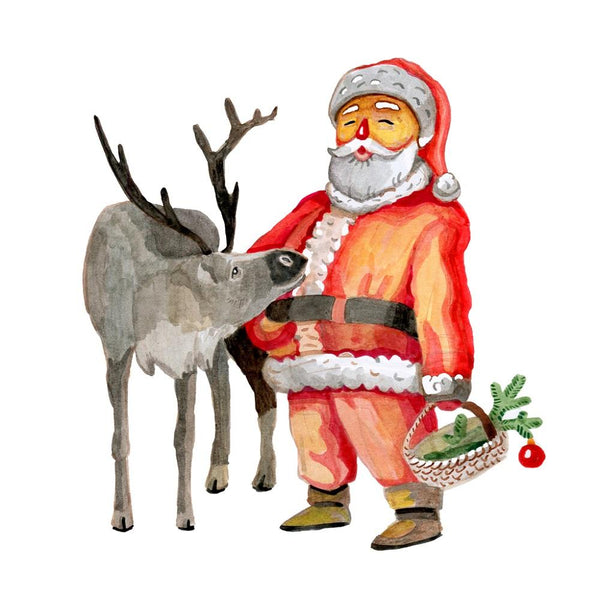 Santa With Reindeer Fabric Panel - ineedfabric.com