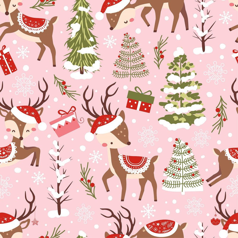 Santa's Cartoon Reindeer Pattern 1 Fabric - ineedfabric.com