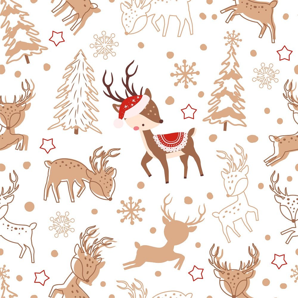 Santa's Cartoon Reindeer Pattern 3 Fabric – ineedfabric.com