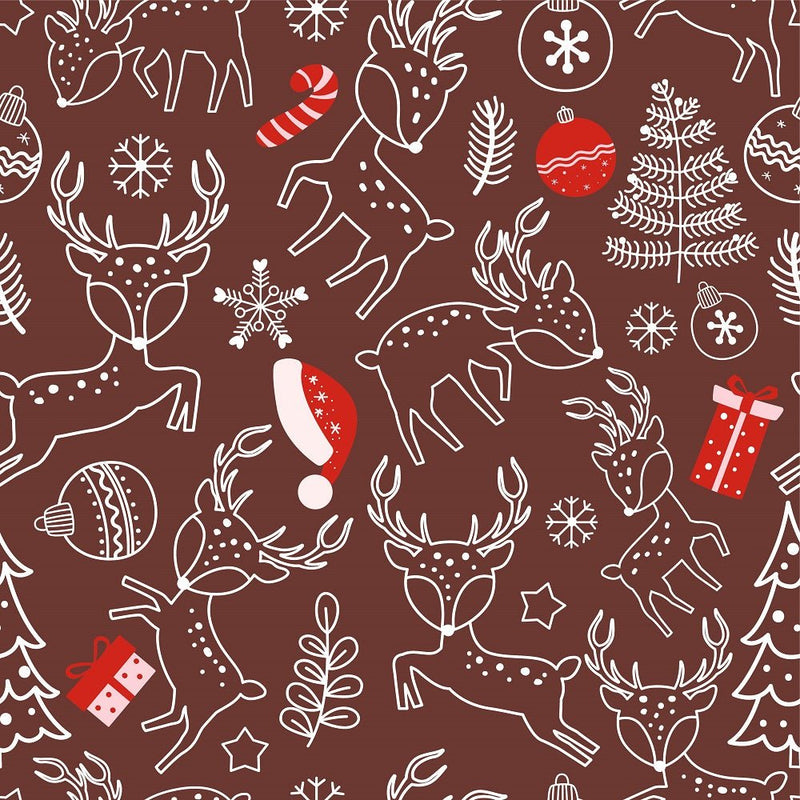 Santa's Cartoon Reindeer Pattern 4 Fabric - ineedfabric.com