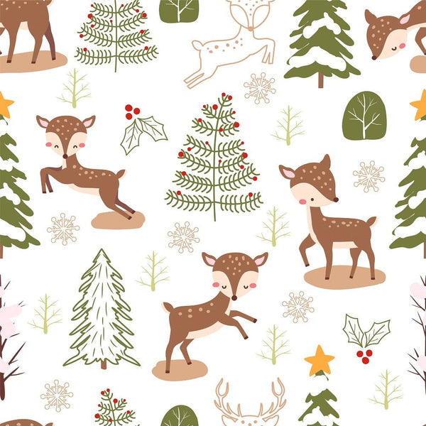Santa's Cartoon Reindeer Pattern 6 Fabric - ineedfabric.com