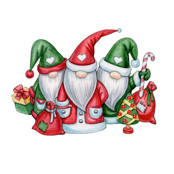 Santa's Christmas Gnomes Fabric Panel - White - ineedfabric.com