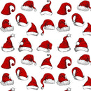 Santa's Christmas Hats Fabric - Red - ineedfabric.com