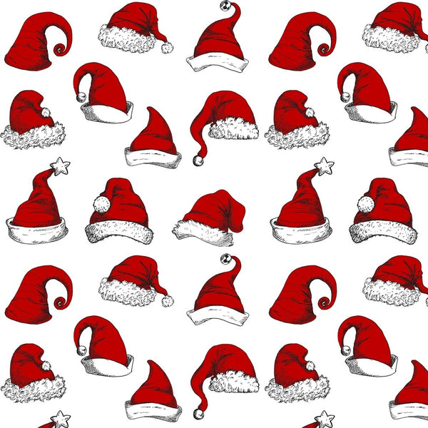 Santa's Christmas Hats Fabric - Red - ineedfabric.com