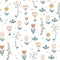 Scandinavian Doodle Flowers Fabric - White - ineedfabric.com