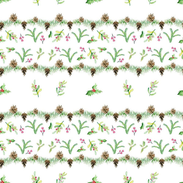 Scandinavian Floral Border Stripe Fabric - ineedfabric.com