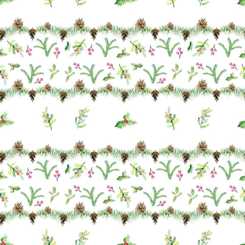 Scandinavian Floral Border Stripe Fabric - ineedfabric.com