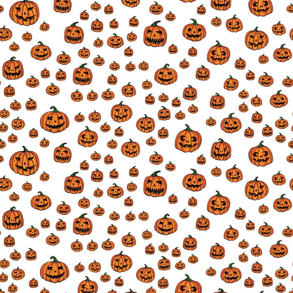 Scary Carved Pumpkin Faces Fabric - ineedfabric.com