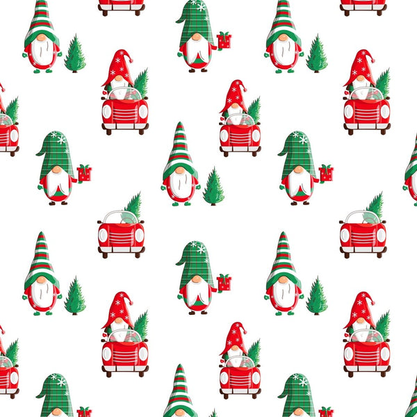 Scattered Holly Jolly Christmas Gnomes Fabric - ineedfabric.com