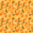 Scattered Pumpkins and Words Fabric - Orange - ineedfabric.com