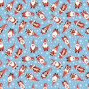 Scattered Santa Claus Gnomes Fabric - Blue - ineedfabric.com
