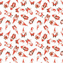 Scattered Santa Claus Gnomes Fabric - White - ineedfabric.com
