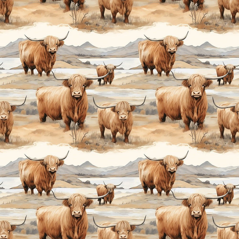 Scottish Highland Cows 1 Fabric - ineedfabric.com