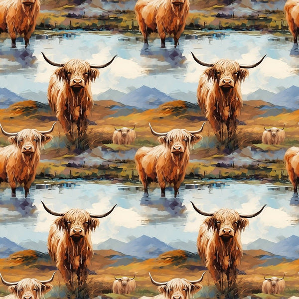 Scottish Highland Cows 10 Fabric - ineedfabric.com