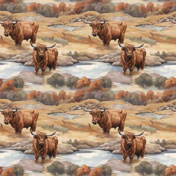 Scottish Highland Cows 11 Fabric - ineedfabric.com