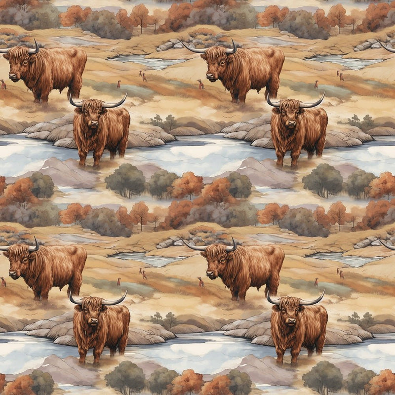 Scottish Highland Cows 11 Fabric - ineedfabric.com