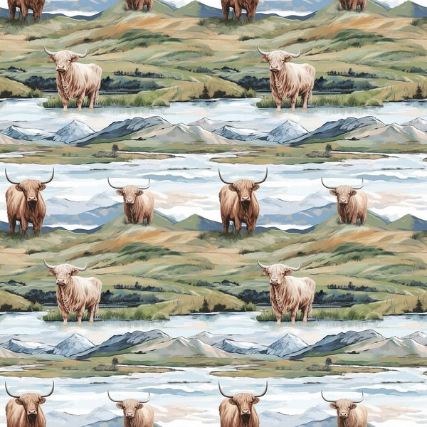 Scottish Highland Cows 13 Fabric - ineedfabric.com