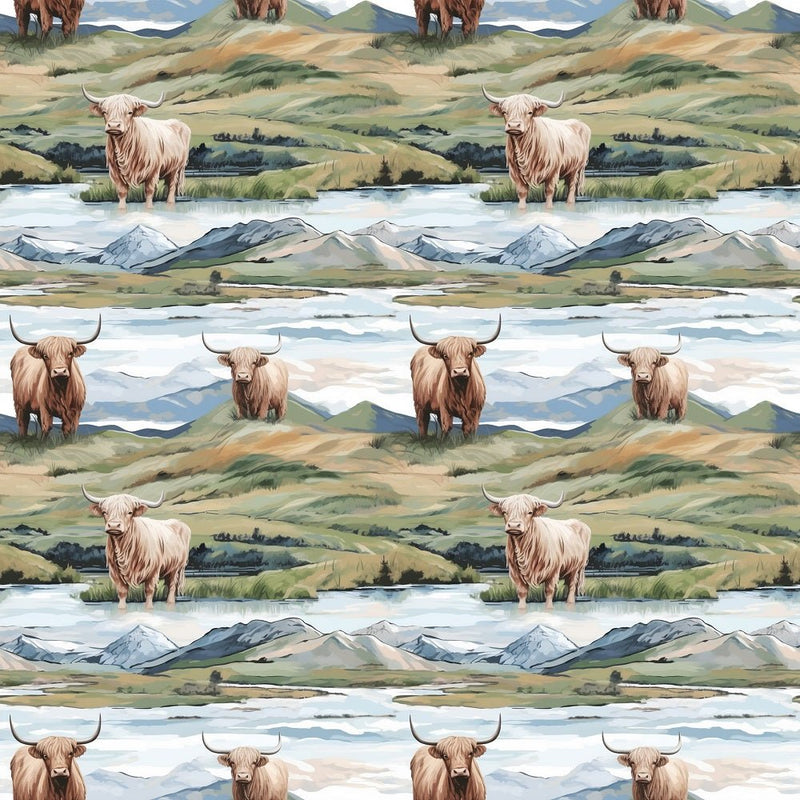 Scottish Highland Cows 13 Fabric - ineedfabric.com