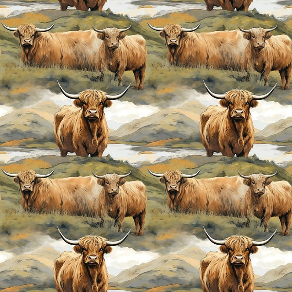 Scottish Highland Cows 15 Fabric - ineedfabric.com