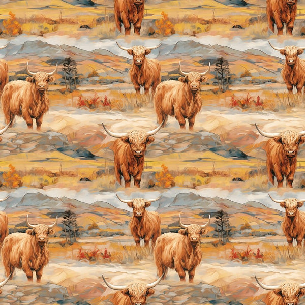 Scottish Highland Cows 16 Fabric - ineedfabric.com