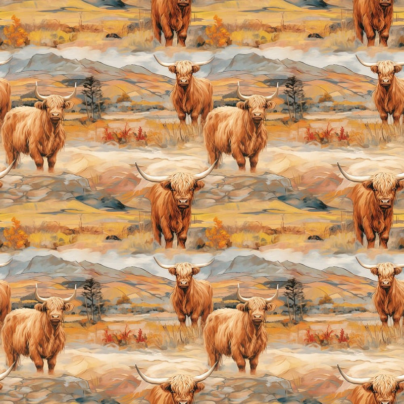 Scottish Highland Cows 16 Fabric - ineedfabric.com