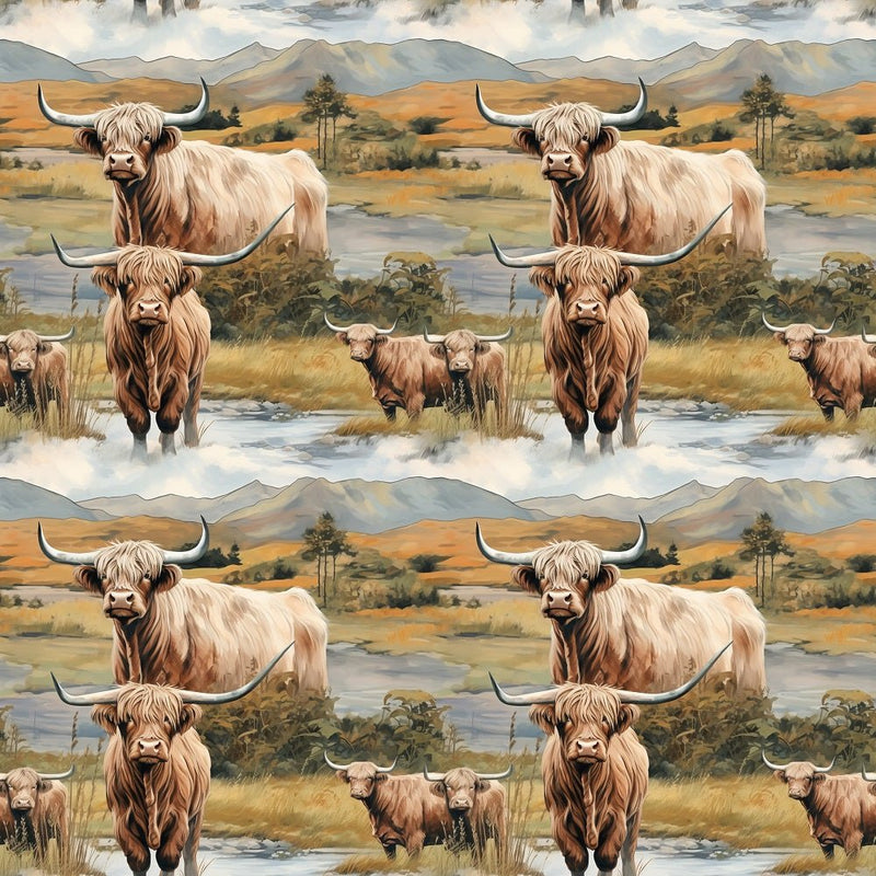 Scottish Highland Cows 17 Fabric - ineedfabric.com