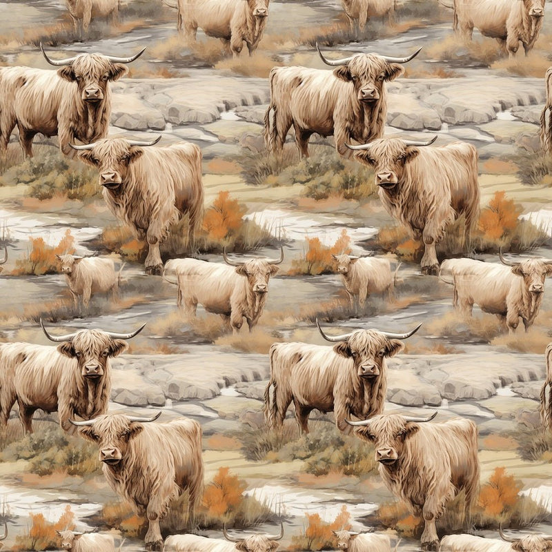Scottish Highland Cows 4 Fabric - ineedfabric.com