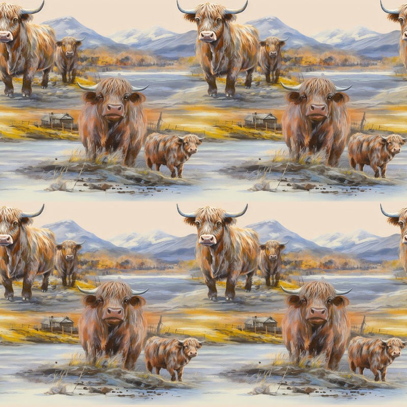 Scottish Highland Cows 6 Fabric - ineedfabric.com