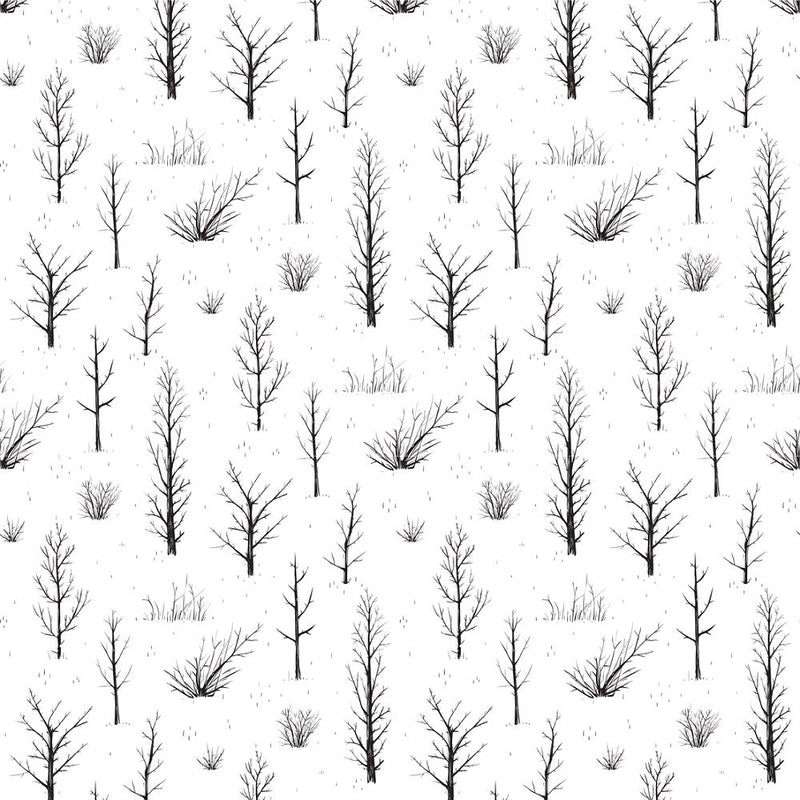 Scratchy Trees Fabric - Black/White - ineedfabric.com