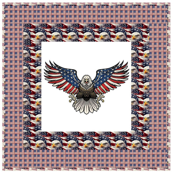 Screaming Eagle and Flag Wall Hanging 42" x 42" - ineedfabric.com