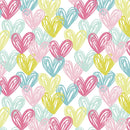 Scribbled Hearts Fabric - ineedfabric.com