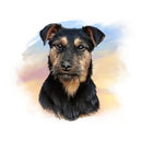 Scruffy Black & Tan Puppy Portrait Fabric Panel - ineedfabric.com