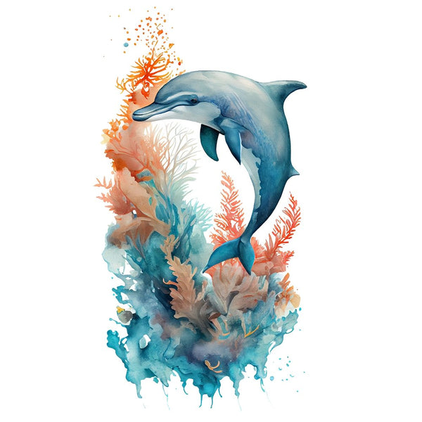 Sea Creatures Dolphin Fabric Panel - ineedfabric.com