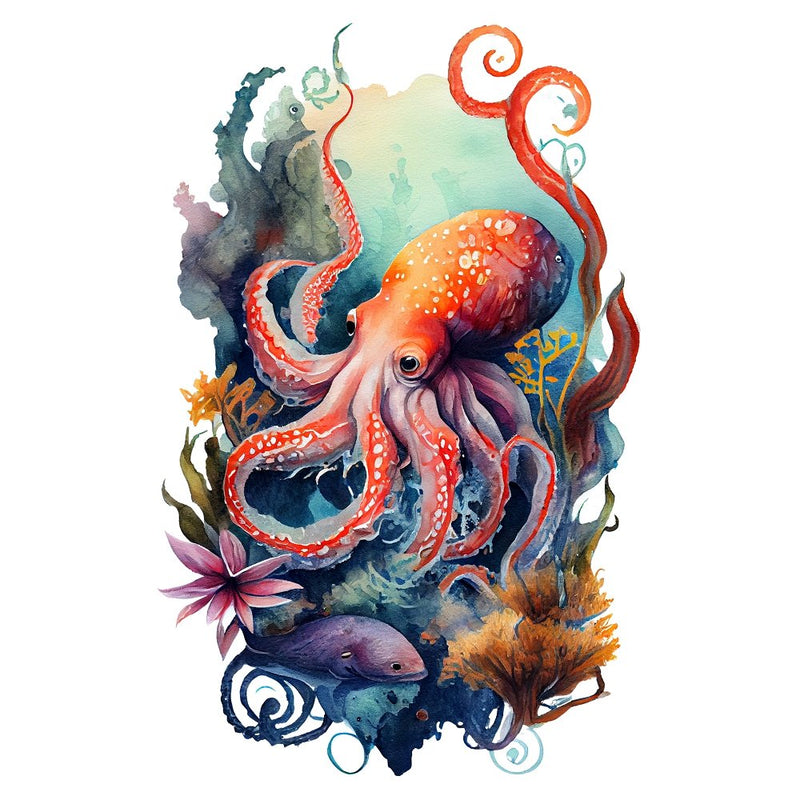 Sea Creatures Octopus Fabric Panel - ineedfabric.com