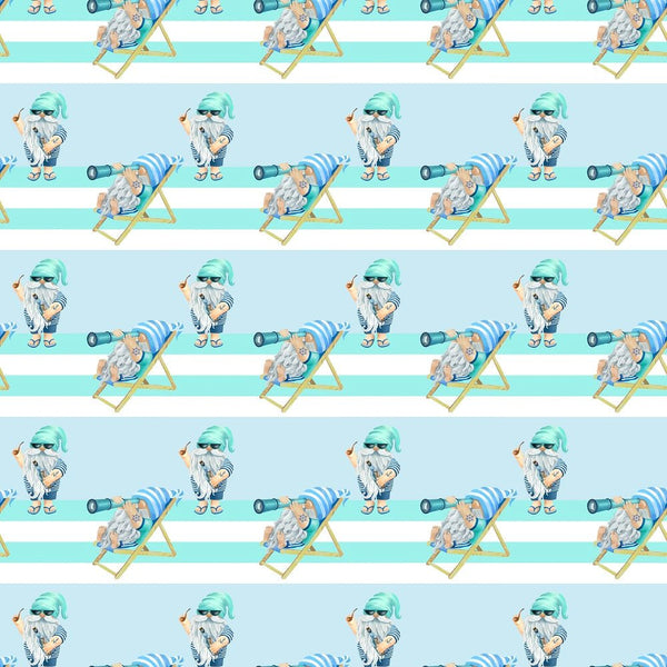Sea Gnomes on Stripes Fabric - ineedfabric.com